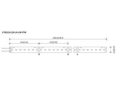 Ruban LED PTW-2110, 2000/6500K, 7.2/12W/m