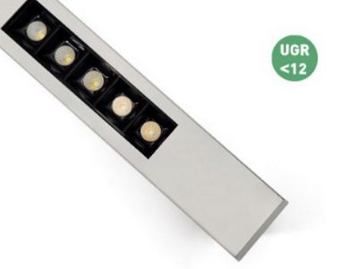 Luminaire linéaire LED monté en surface LUZ 15° / 30° / 45°, 2835 LED, 90 lm/W, UGR<12