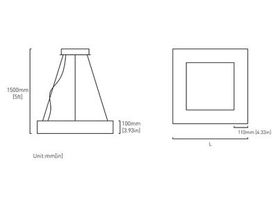 Suspension LED carrée S100
